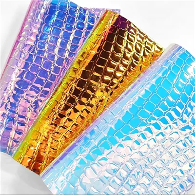Lazer Yansıtıcı PVC Plastik Koruyucu Film Taş Kabartma PVC Suni Sentetik Deri Su Geçirmez Kumaş Süslemeler İçin